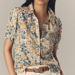Anthropologie Pilcro Aly Puff Sleeve Top Prairie Mini Floral Cottagecore M